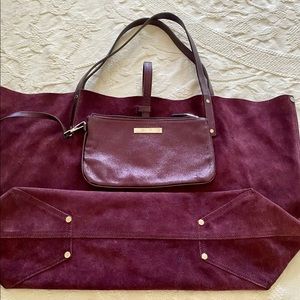 Tiffany & CO Suede Leather Large reversible bag / purse w/ pouch in Dark Purple